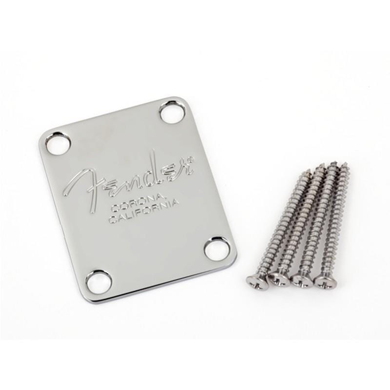 Fender 4-Bolt American Series Bass Neck Plate with "Fender® Corona" Stamp (Chrome)
