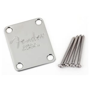 Fender 4-Bolt American Series Bass Neck Plate with "Fender® Corona" Stamp (Chrome)