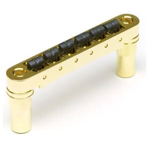 RESOMAX NV2 6MM TUNE-O-MATIC BRIDGE W/ STRING SAVER SADDLES GOLD FINISH