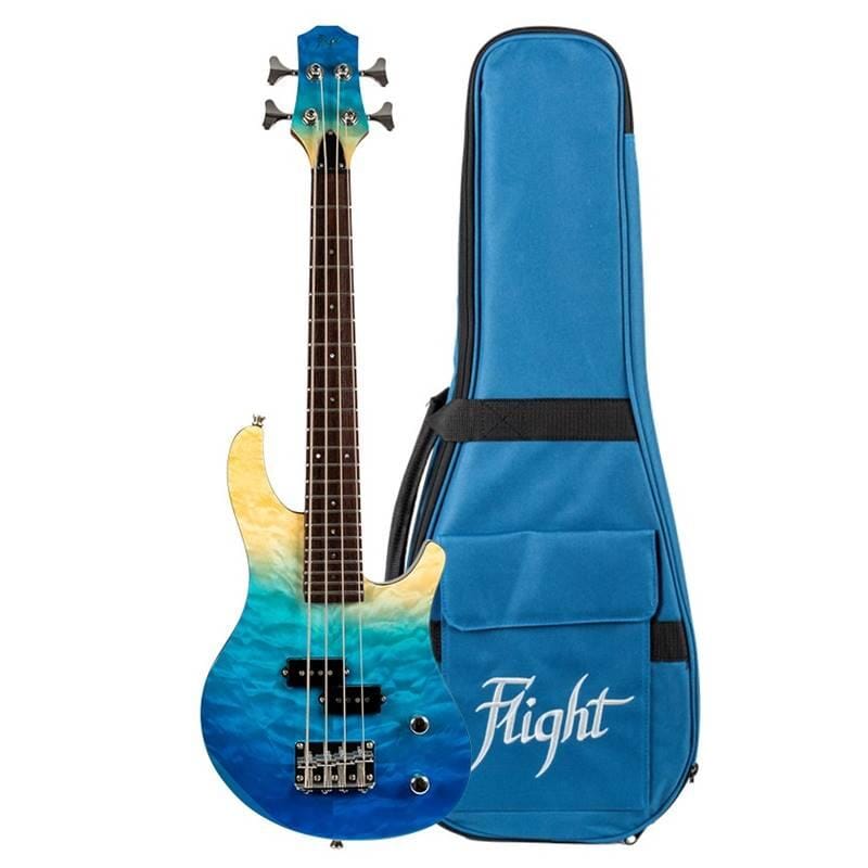 Flight Mini Solid Body Bass Ukulele Transparent Blue