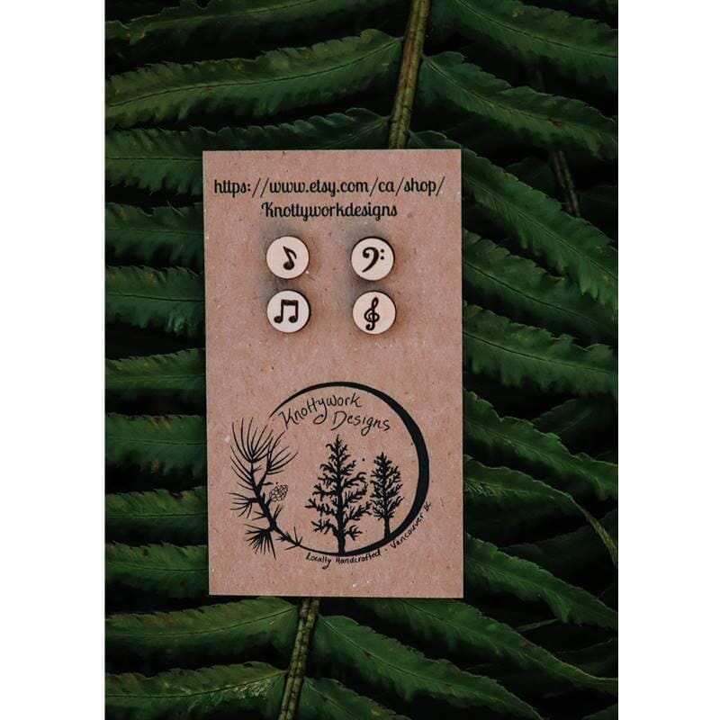 Knottywork Stud Earrings - Notes & Clefs