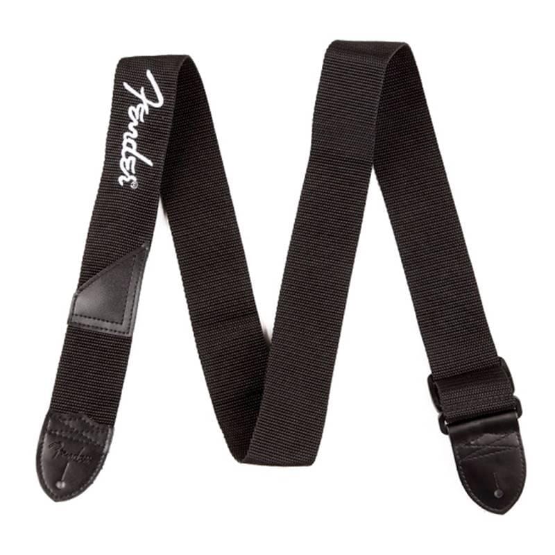 Fender Logo Strap, Black/White Logo, 2"