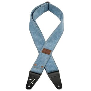 Fender Wrangler Riveted Denim Guitar Strap, Light Indigo