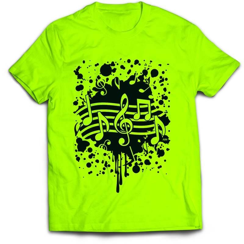 T-Shirt Neon Green with Note Splatter