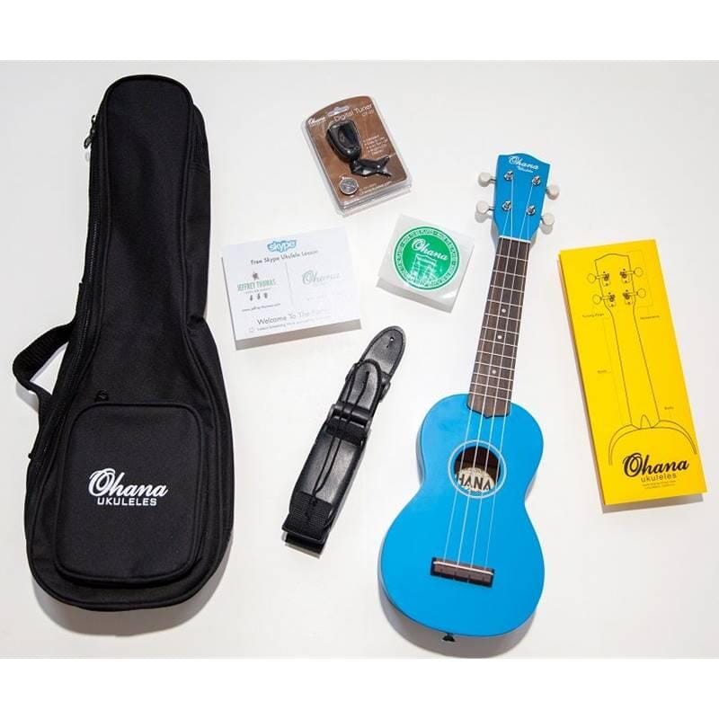 Ohana SK-10NB Neon Blue Ukulele Starter Pack
