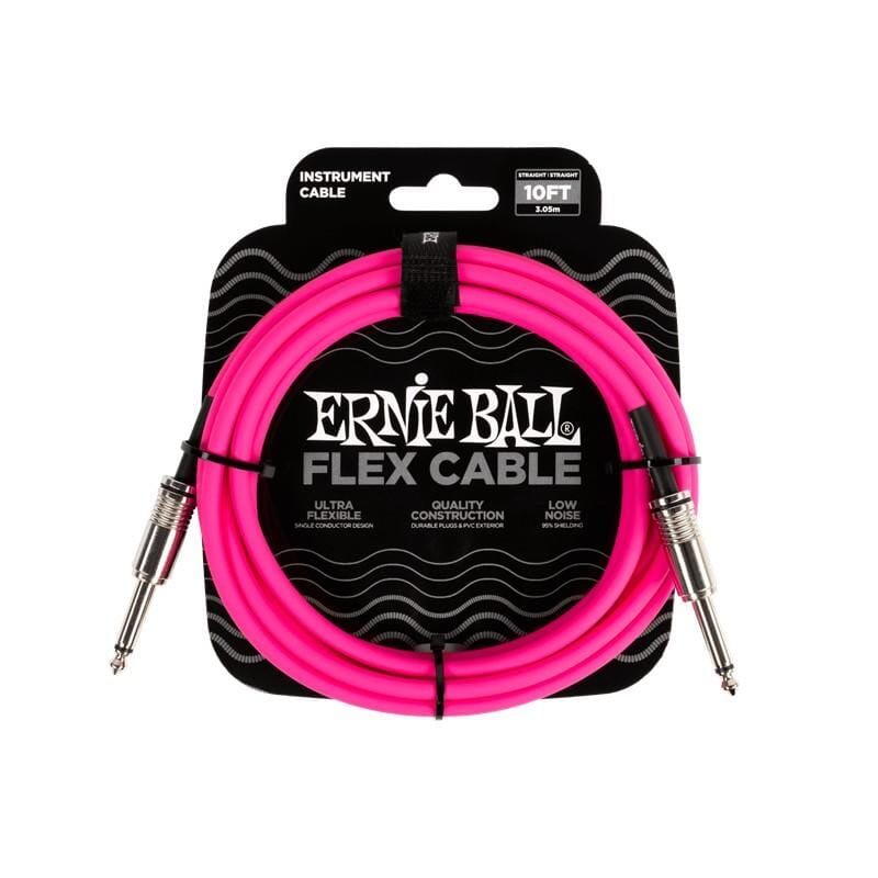 Ernie Ball 10' Flex Instrument Cable Straight/Straight - Pink