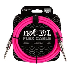 Ernie Ball 10' Flex Instrument Cable Straight/Straight - Pink