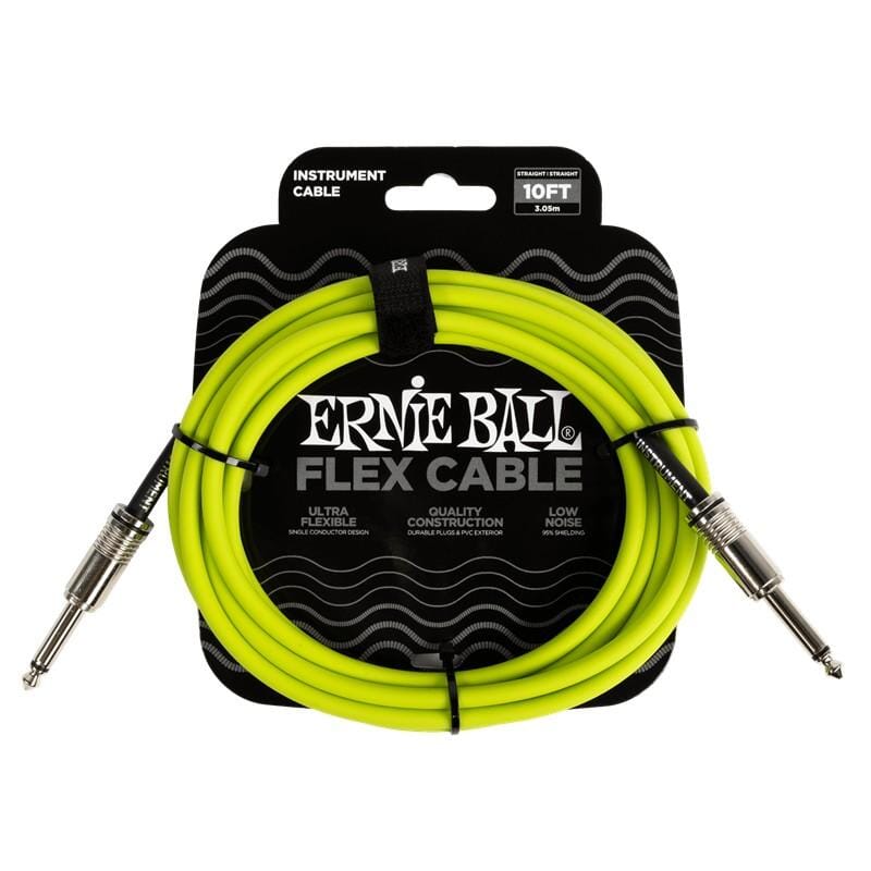 Ernie Ball 10' Flex Instrument Cable Straight/Straight - Green