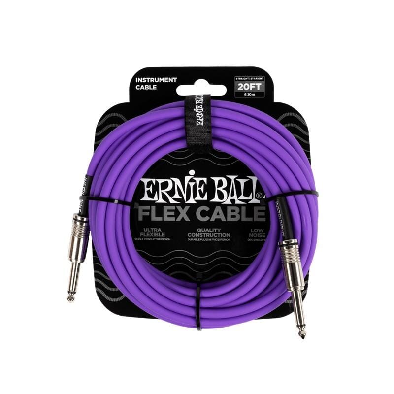 Ernie Ball 20' Flex Instrument Cable Straight/Straight - Purple