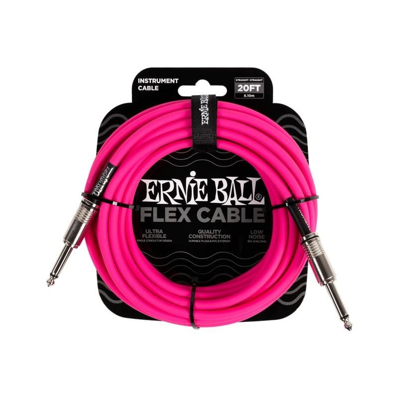 Ernie Ball 20' Flex Instrument Cable Straight/Straight - Pink