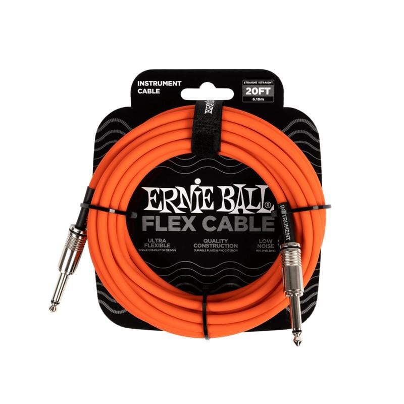 Ernie Ball 20' Flex Instrument Cable Straight/Straight - Orange