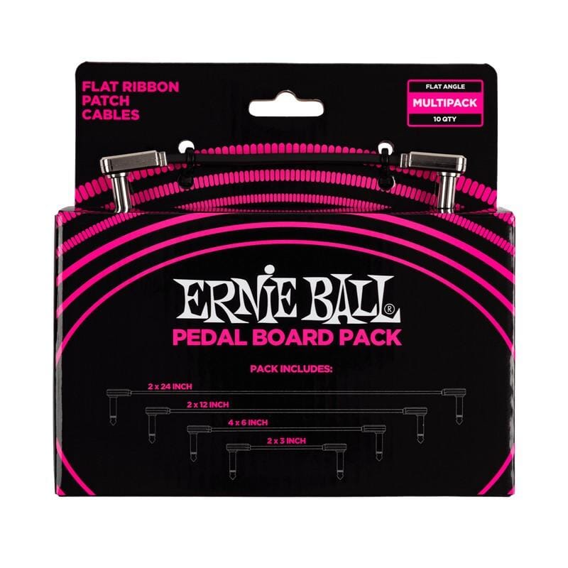 Ernie Ball Flat Ribbon Patch Cables Pedalboard Multi-Pack - Black