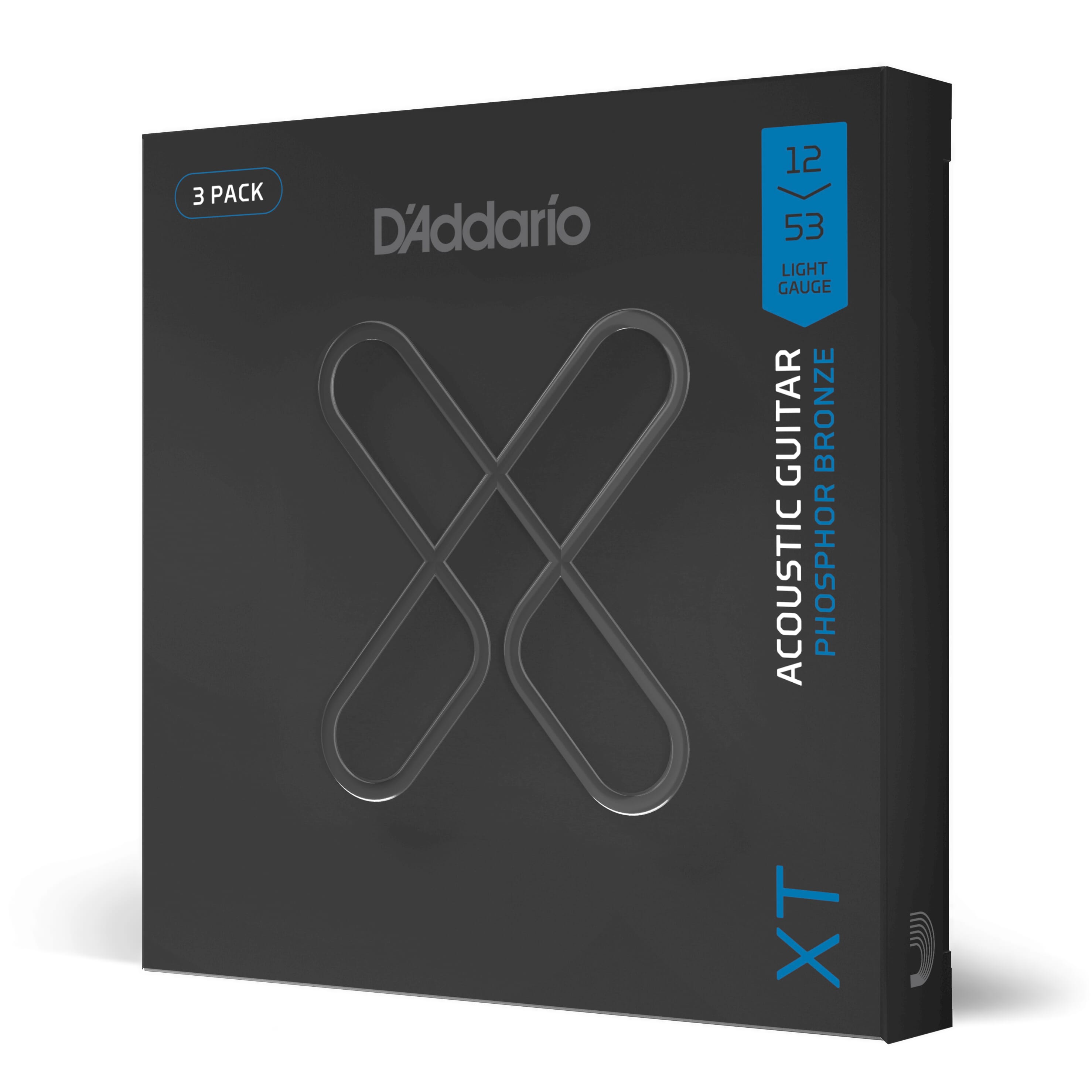 D'Addario XT Phosphor Bronze Guitar Strings Light 12-53 (3-Pack)