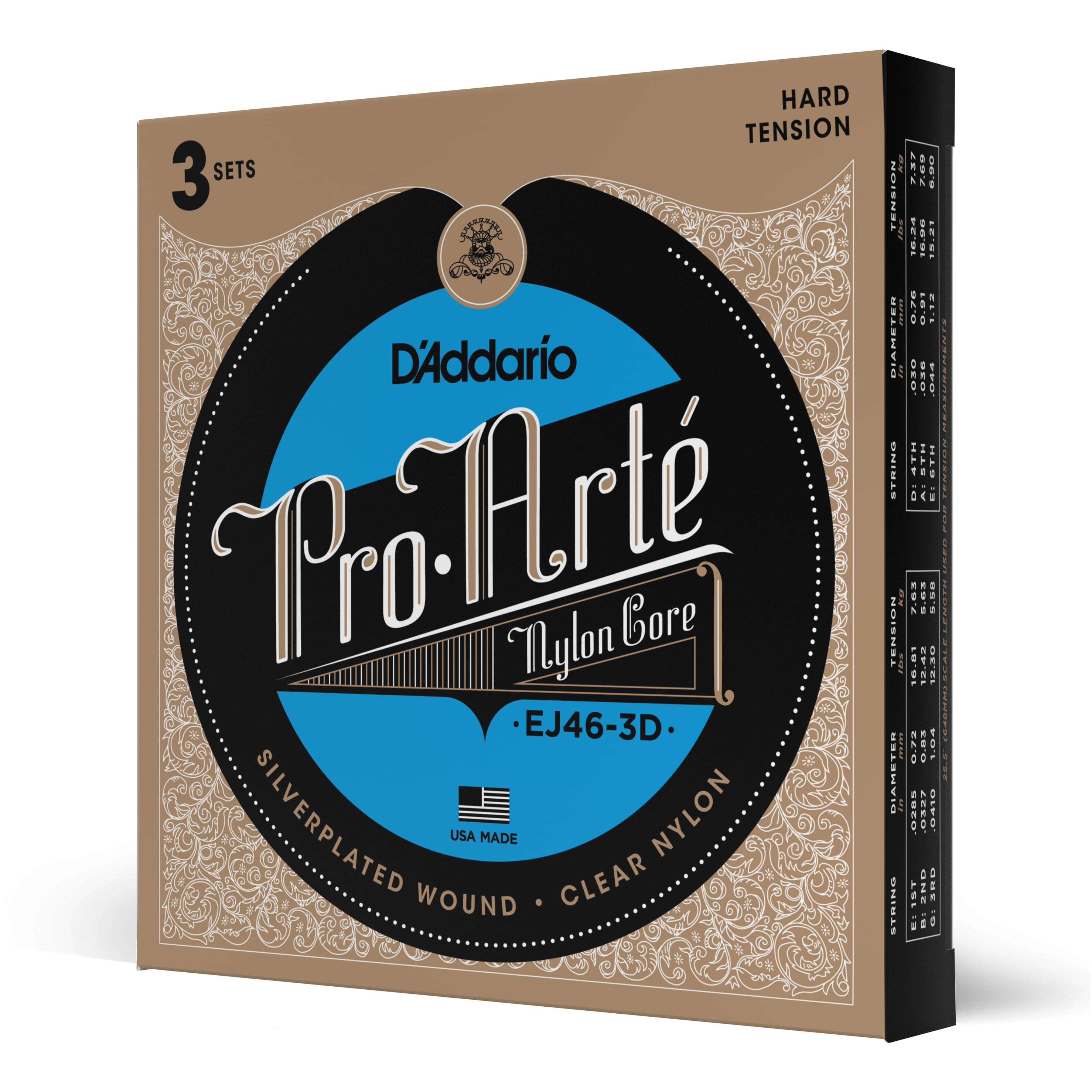 D'Addario Pro-Arte Classical Strings- 3 Pack Hard Tension