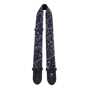 2” Black Bandana Design dye-sub poplin fabric. Adjustable length 39” to 58”