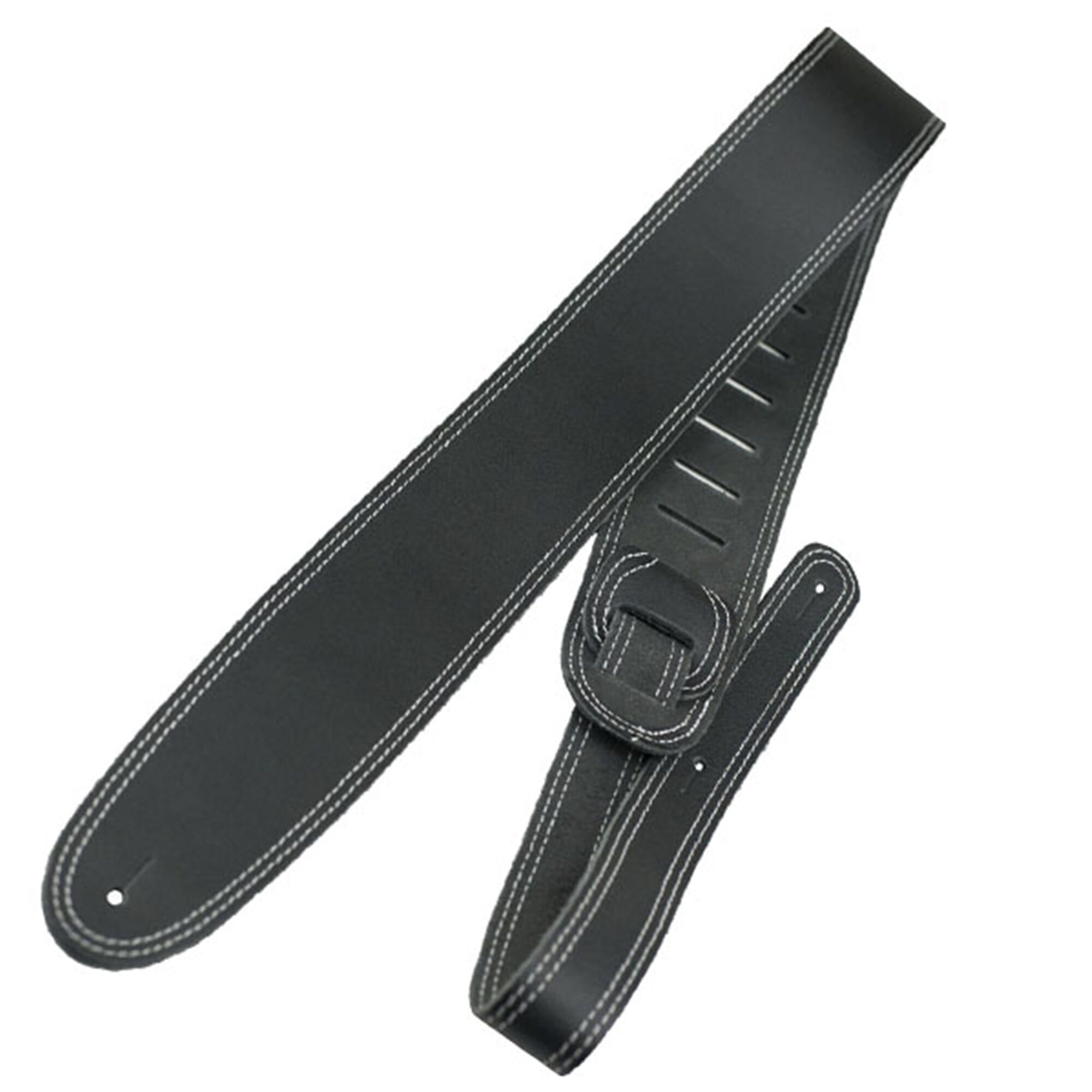 2.5″ Black Double Stitched Leather Strap