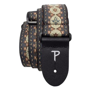 2” Chocolate Brown Ornate High Quality Jacquard Ribbon Sewn on Tubular Webbing with Leather Ends