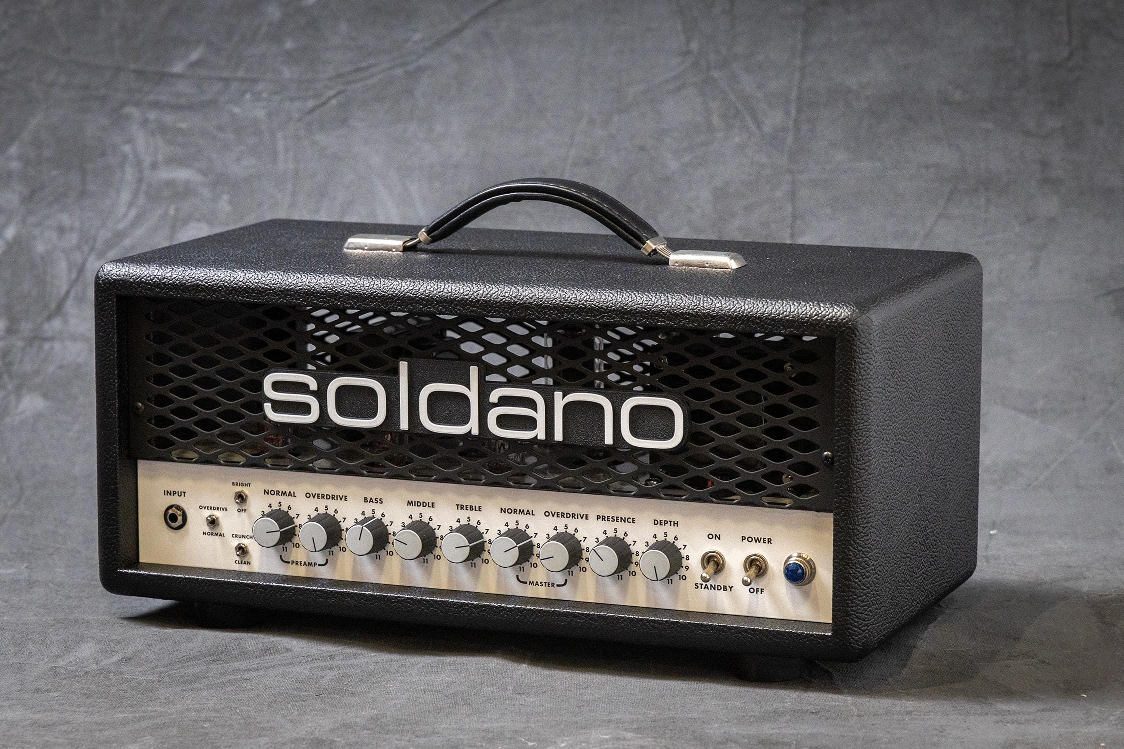 Soldano Super Lead Overdrive - 30w All Tube Head - Black Tolex - White Front/Rear Control Panel - Classic Metal Grille