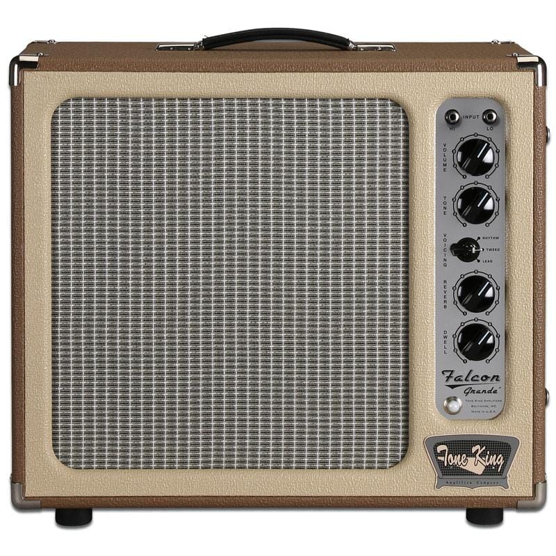 Tone King Falcon Grande 20 watt 1x12 Combo, 3-Voices, Spring Reverb, Built-In Attenuator, Custom Voiced Eminence, 5881, Brown/Beige
