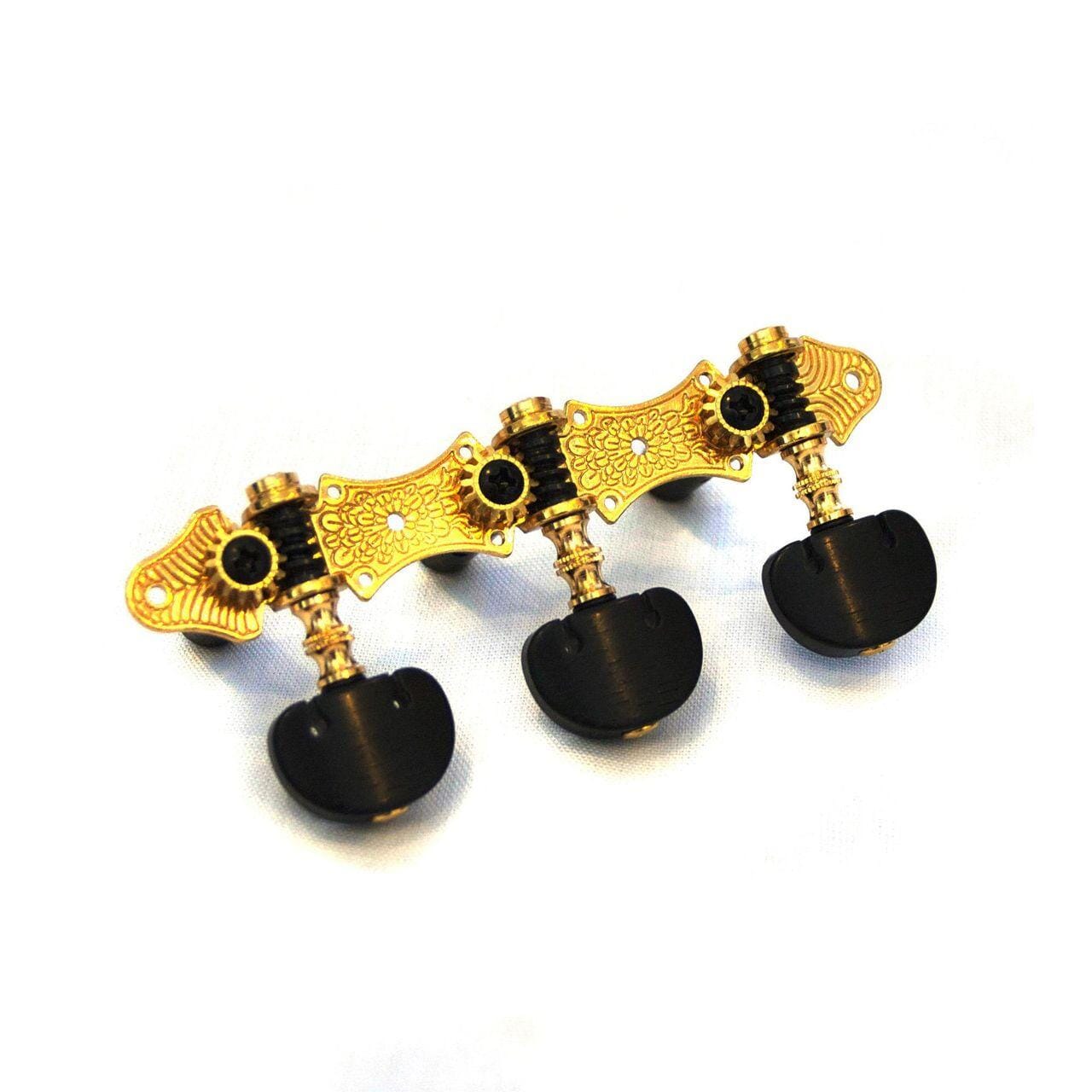 Premium Gold & Black Tuning Machines- Flower Petal Bass Side