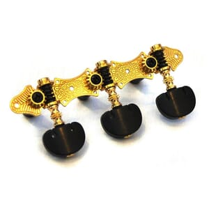 Premium Gold & Black Tuning Machines- Flower Petal Bass Side