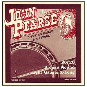 John Pearse 1700L 80/20 Bronze Banjo Strings Light 9-20