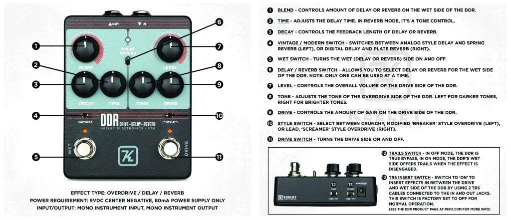Keeley DDR Drive-Delay-Reverb Effects Pedal | Tapestry Music