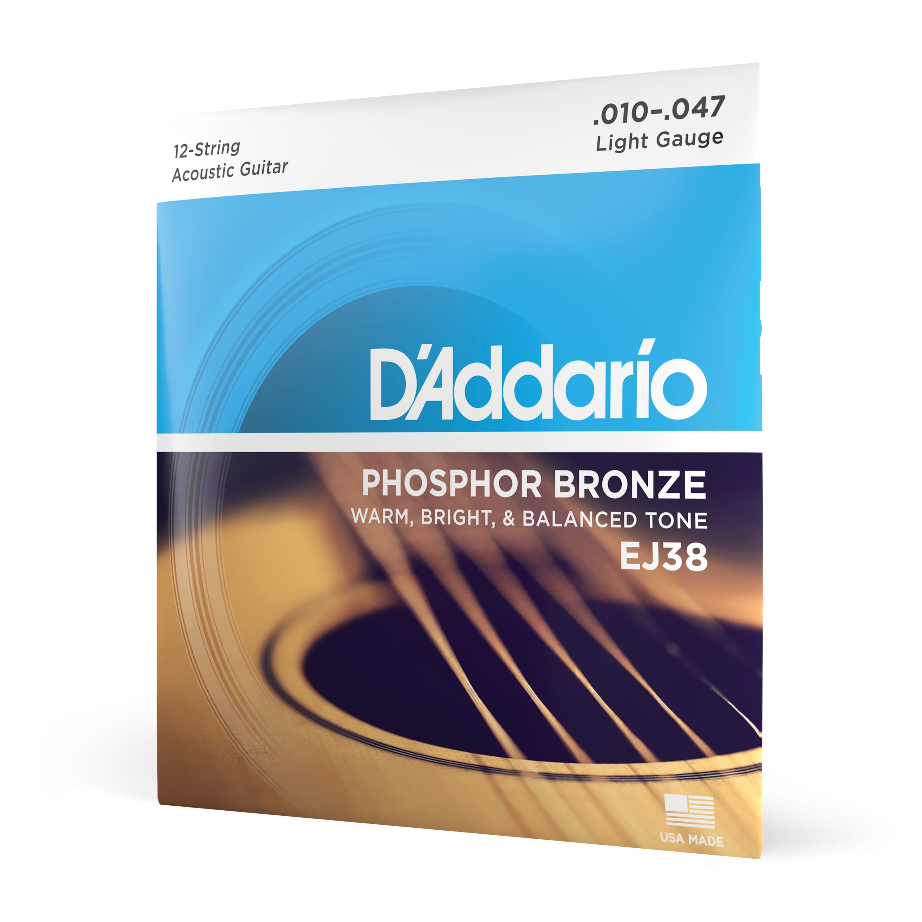 D'Addario EJ38 12 String Acoustic Guitar Strings Light