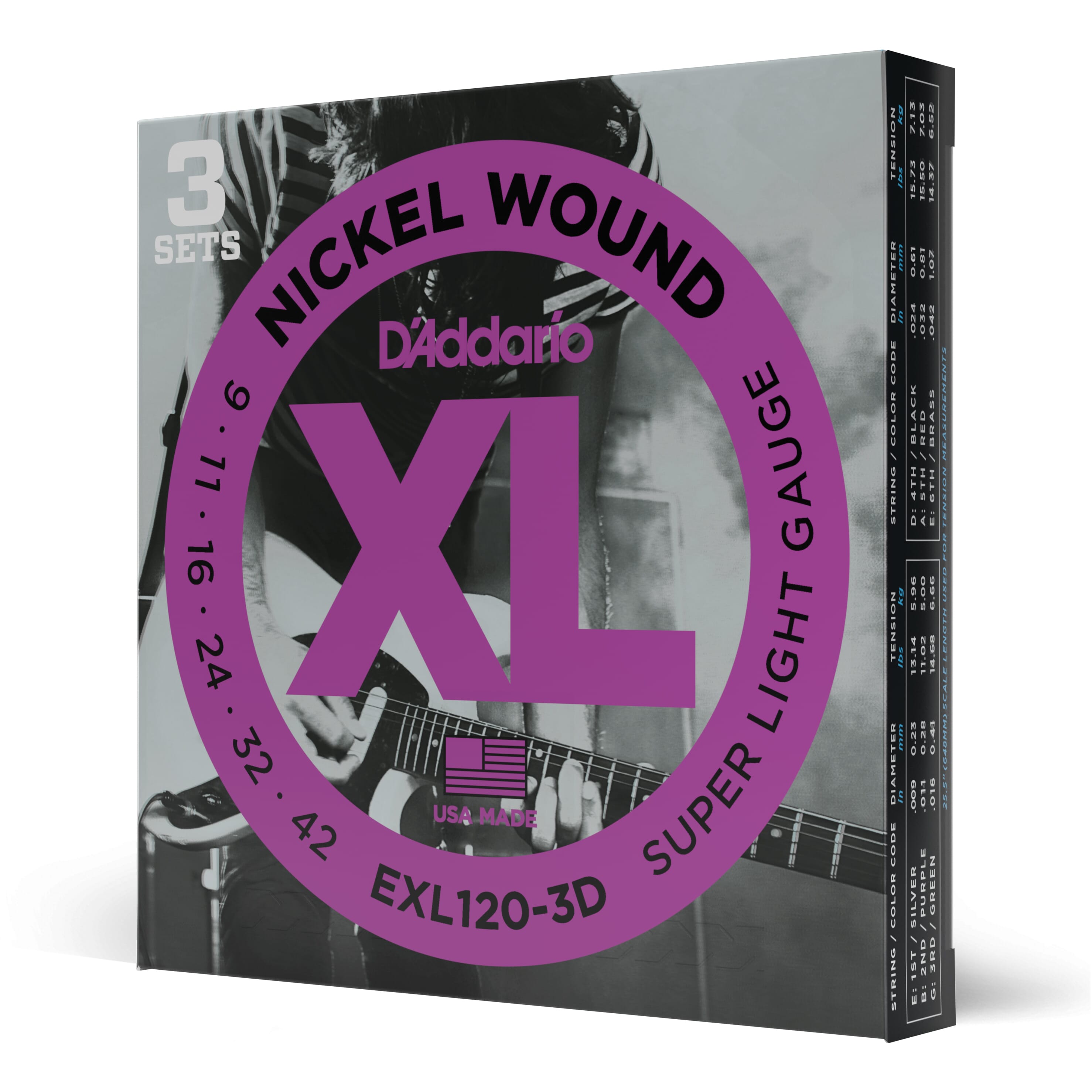D'Addario EXL120 Electric Strings X3
