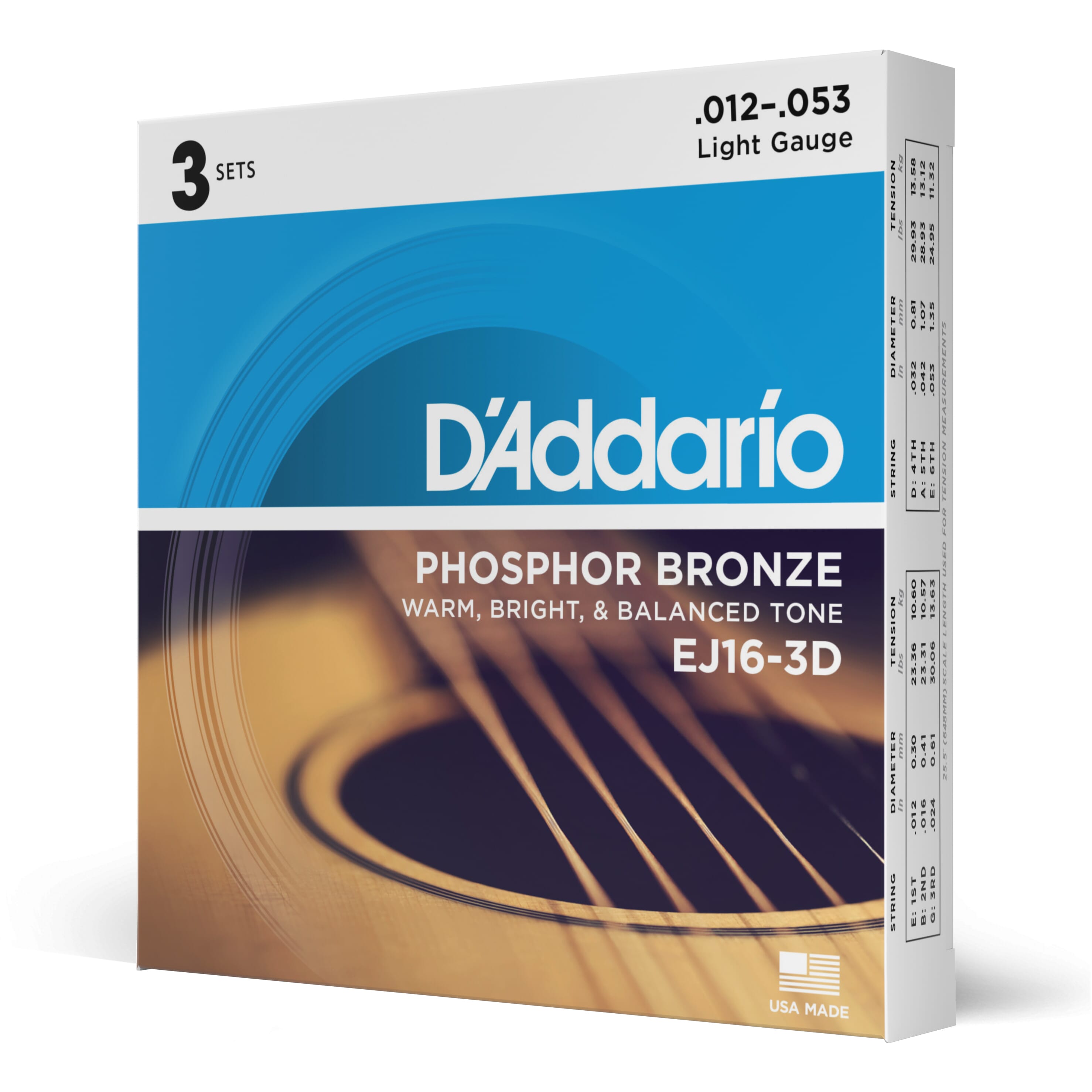 D'Addario EJ16 Acoustic Strings 3/Pack