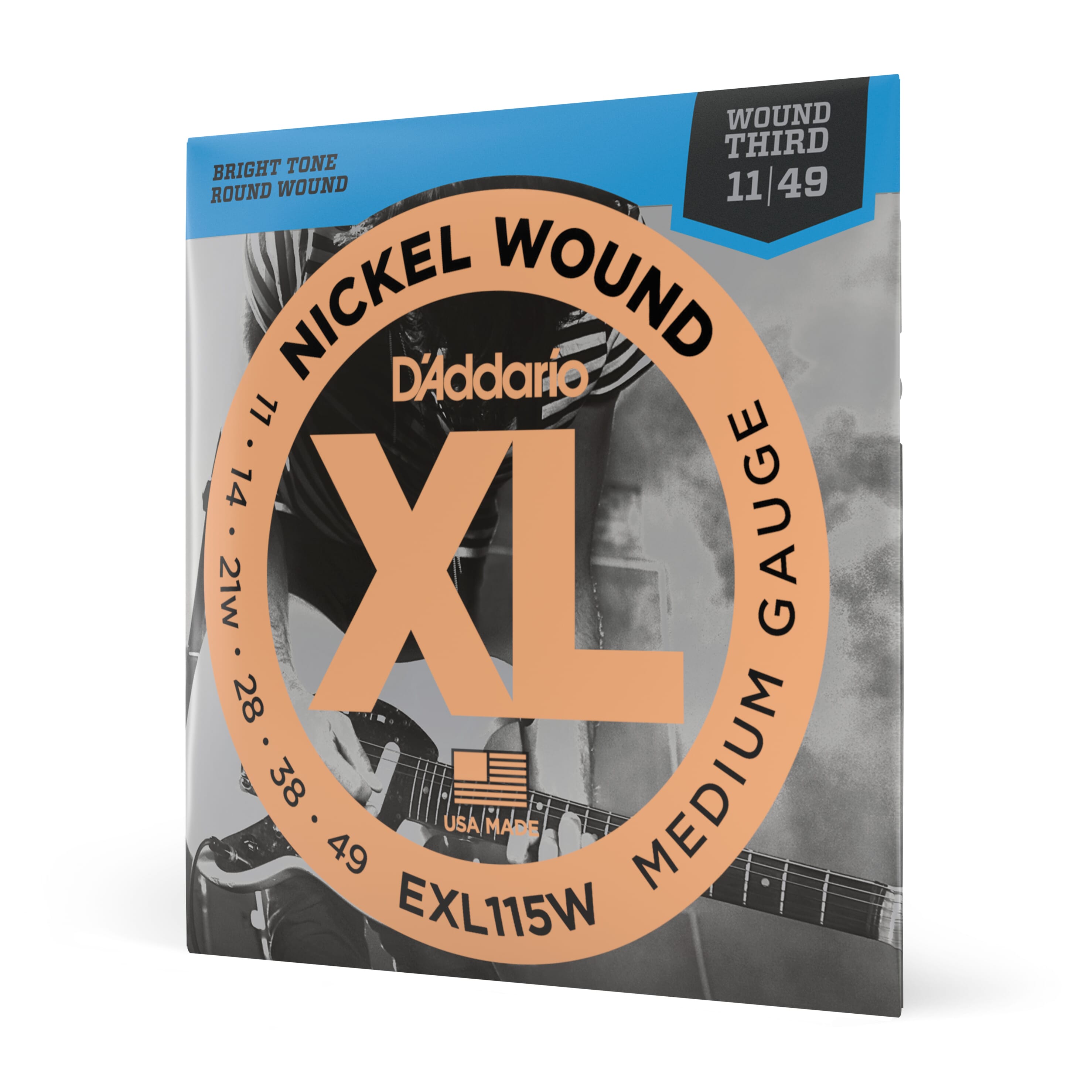 D'Addario EXL115W Electric Guitar Strings 11-49 (Wound 3rd)