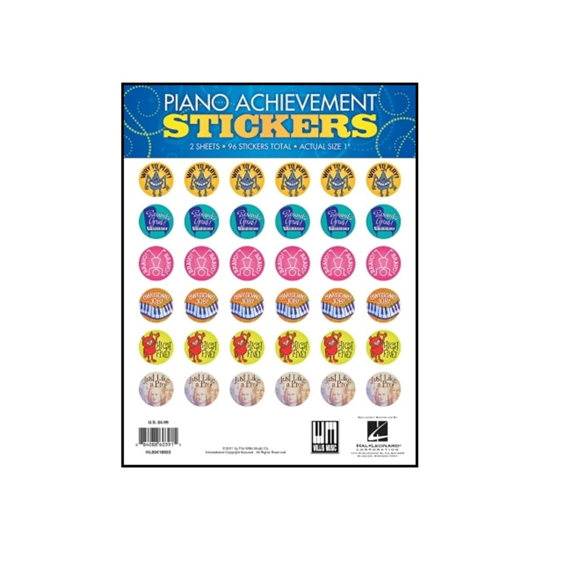 Piano Achievement Stickers (Pack of 96)