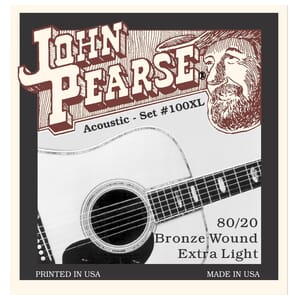 John Pearse 100XL 80/20 Bronze Acoustic Guitar Strings Extra Light 10-47