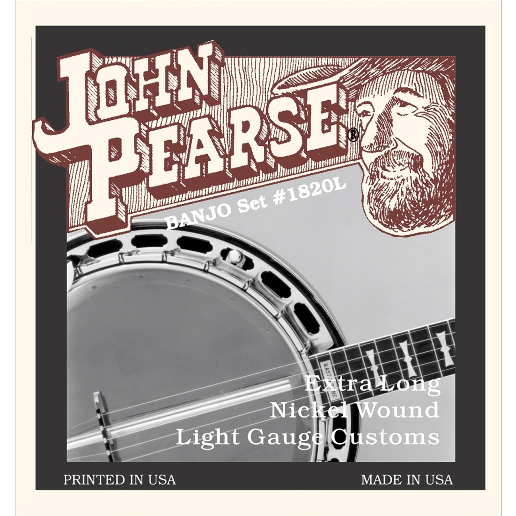 John Pearse 1820 Nickel Wound Loop End Banjo Strings Light 9-20