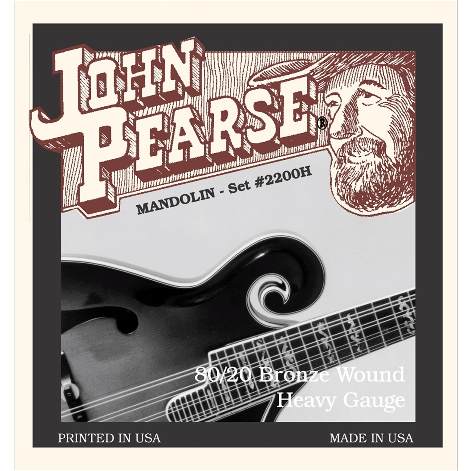John Pearse 2200H 80/20 Bronze Loop End Mandolin Strings, Heavy 12-40