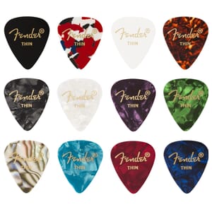 Fender Celluloid Medley Thin Guitar Picks - 12 Pack