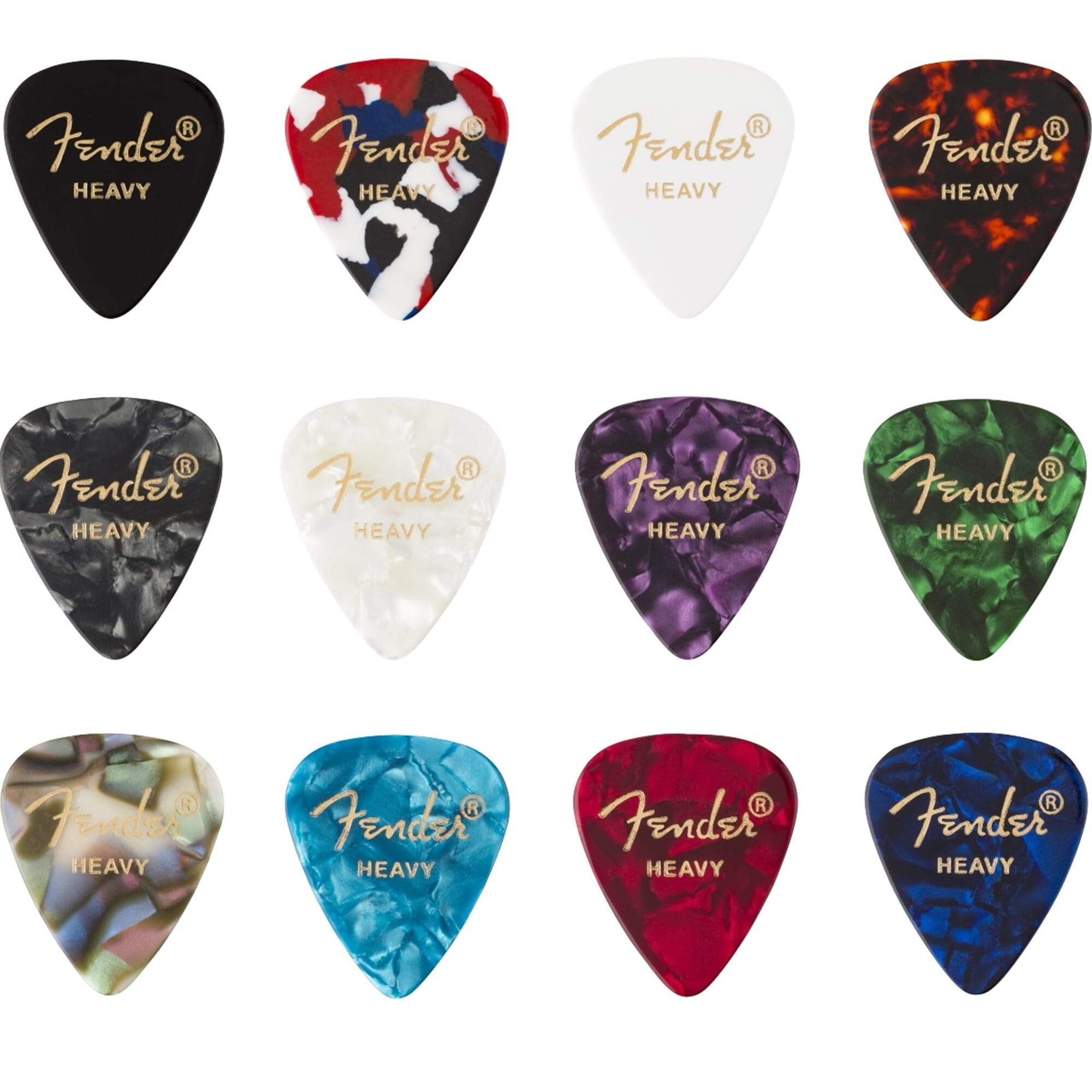 Fender Celluloid Medley Heavy Guitar Picks - 12 Pack