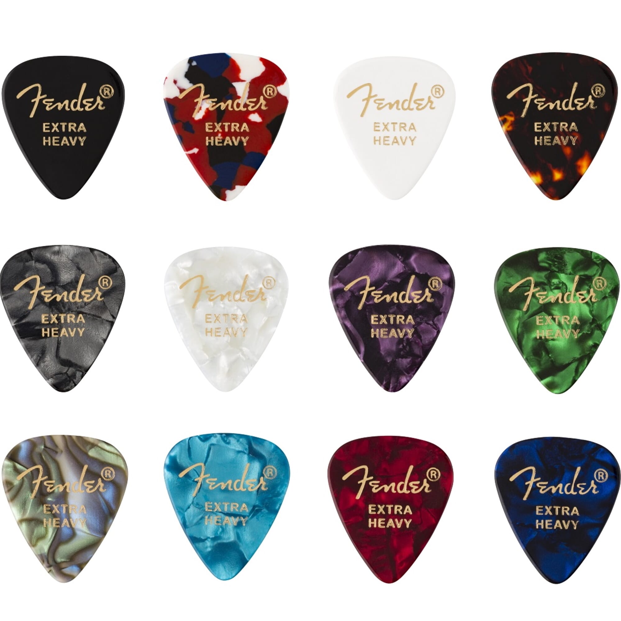 Fender Celluloid Medley Extra Heavy Guitar Picks - 12 Pack