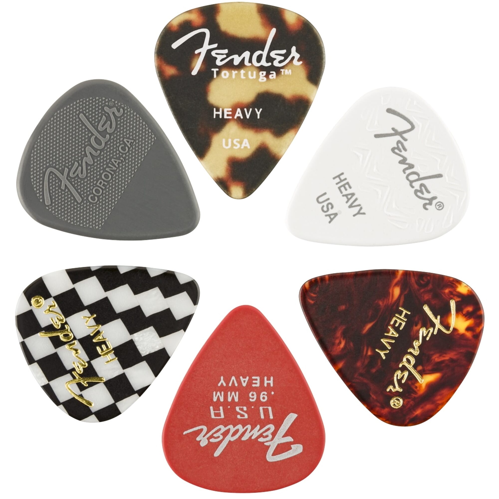 Fender Material Medley Heavy Picks - 6 Pack