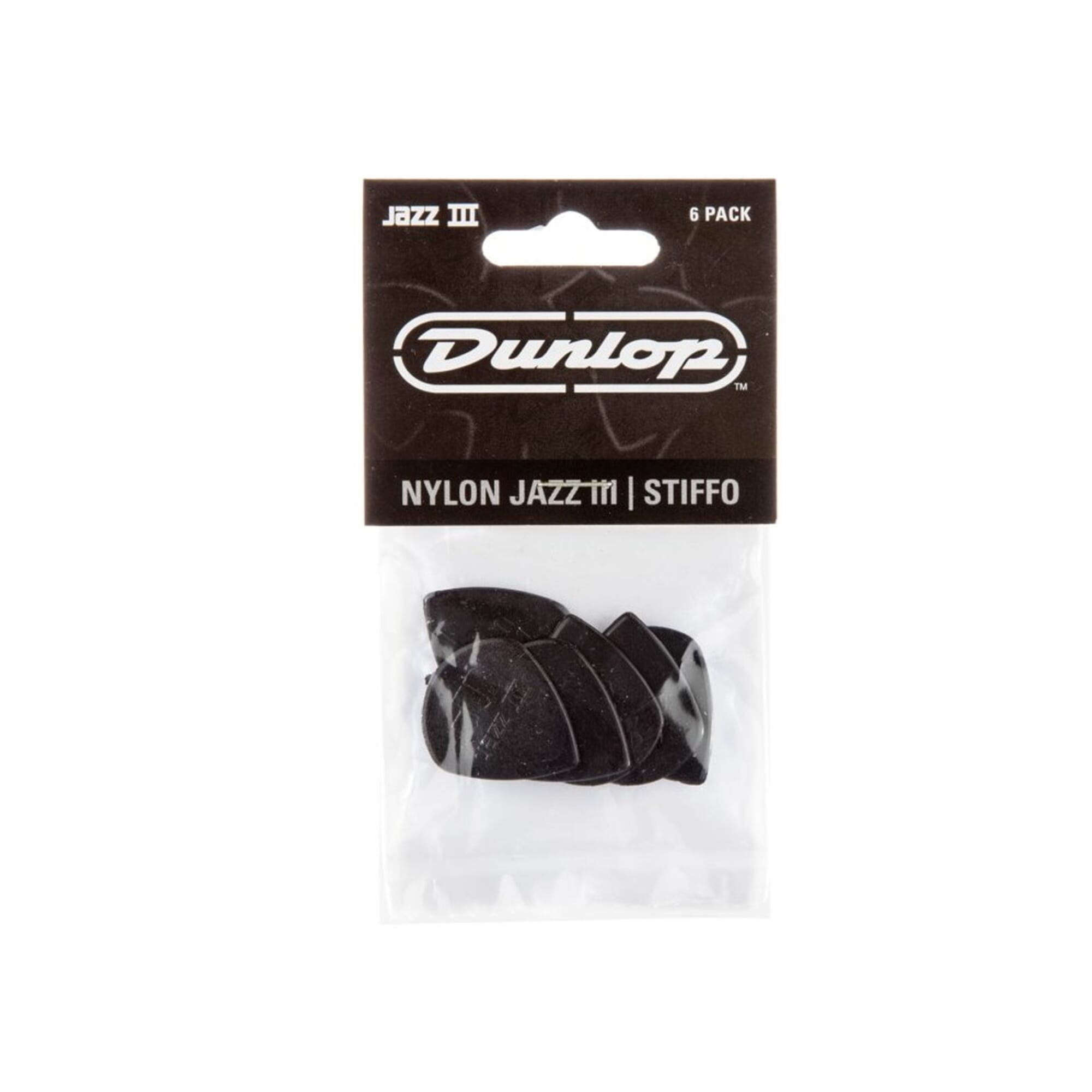 Dunlop Black Stiffo Nylon Jazz III Guitar Pick (6/bag)