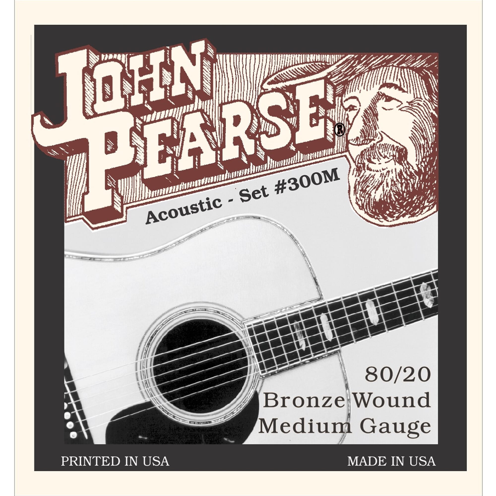 John Pearse 300M Guitar Strings, 80/20 Bronze, 13-56 Medium