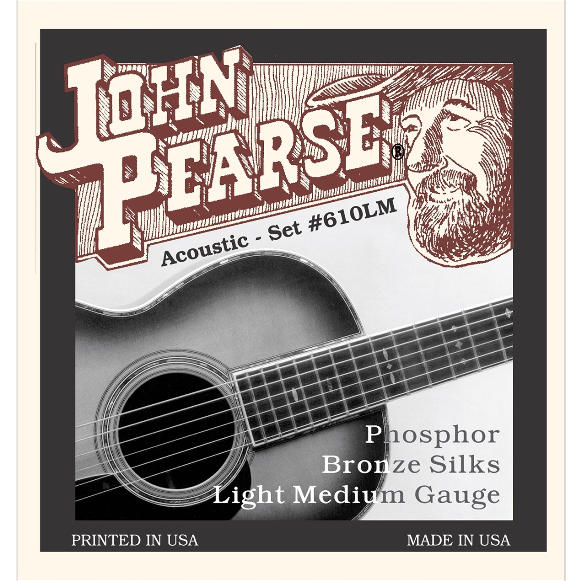 John Pearse Guitar Strings, Phosphor Bronze 13-55 New Mediums