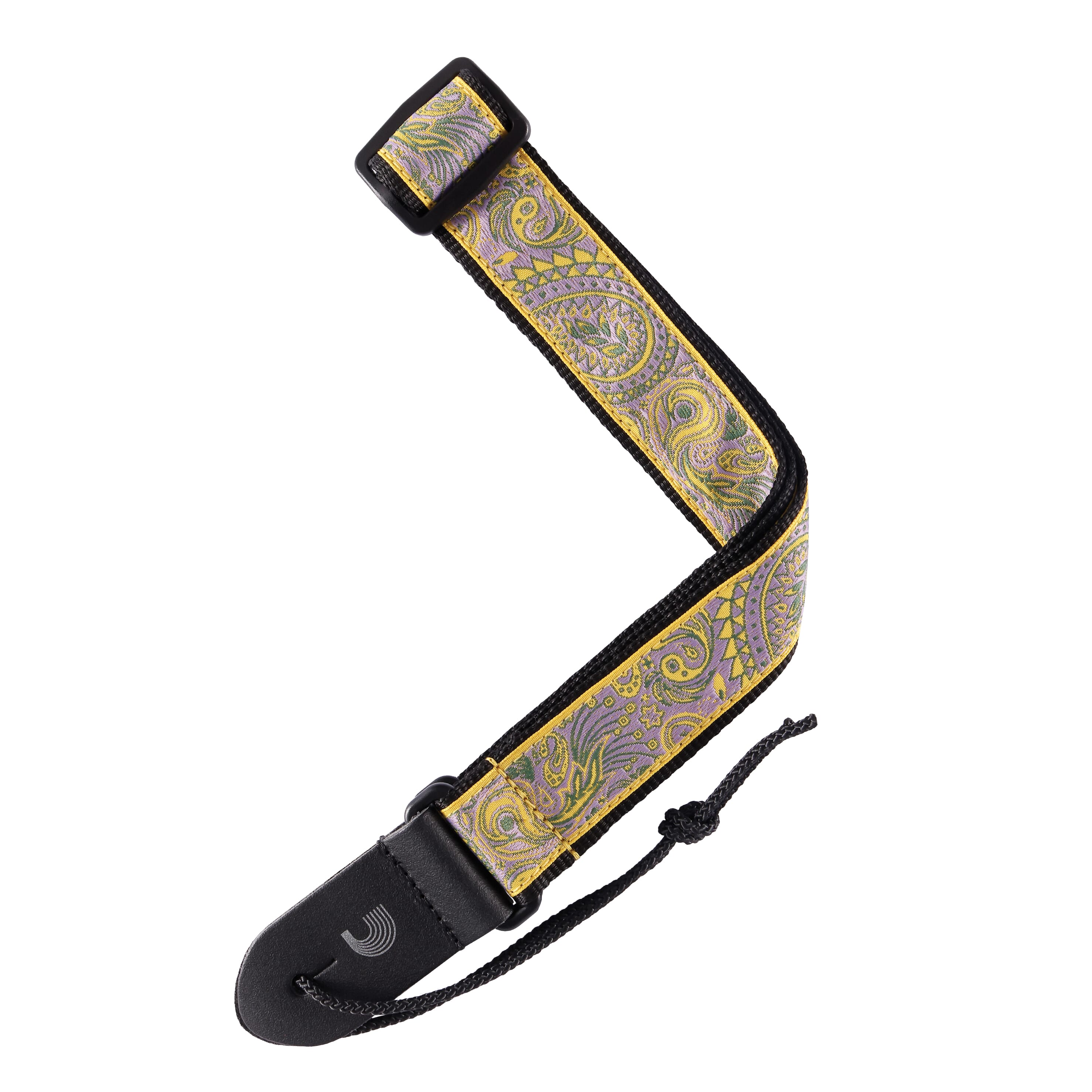 D'Addario 15UKE04 Jacquard Ukulele Straps, Paisley Yellow/Purple