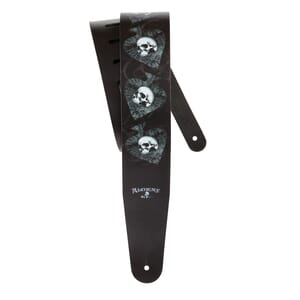 D'Addario 25LAL11 Alchemy Leather Guitar Strap, Skulls in Spades