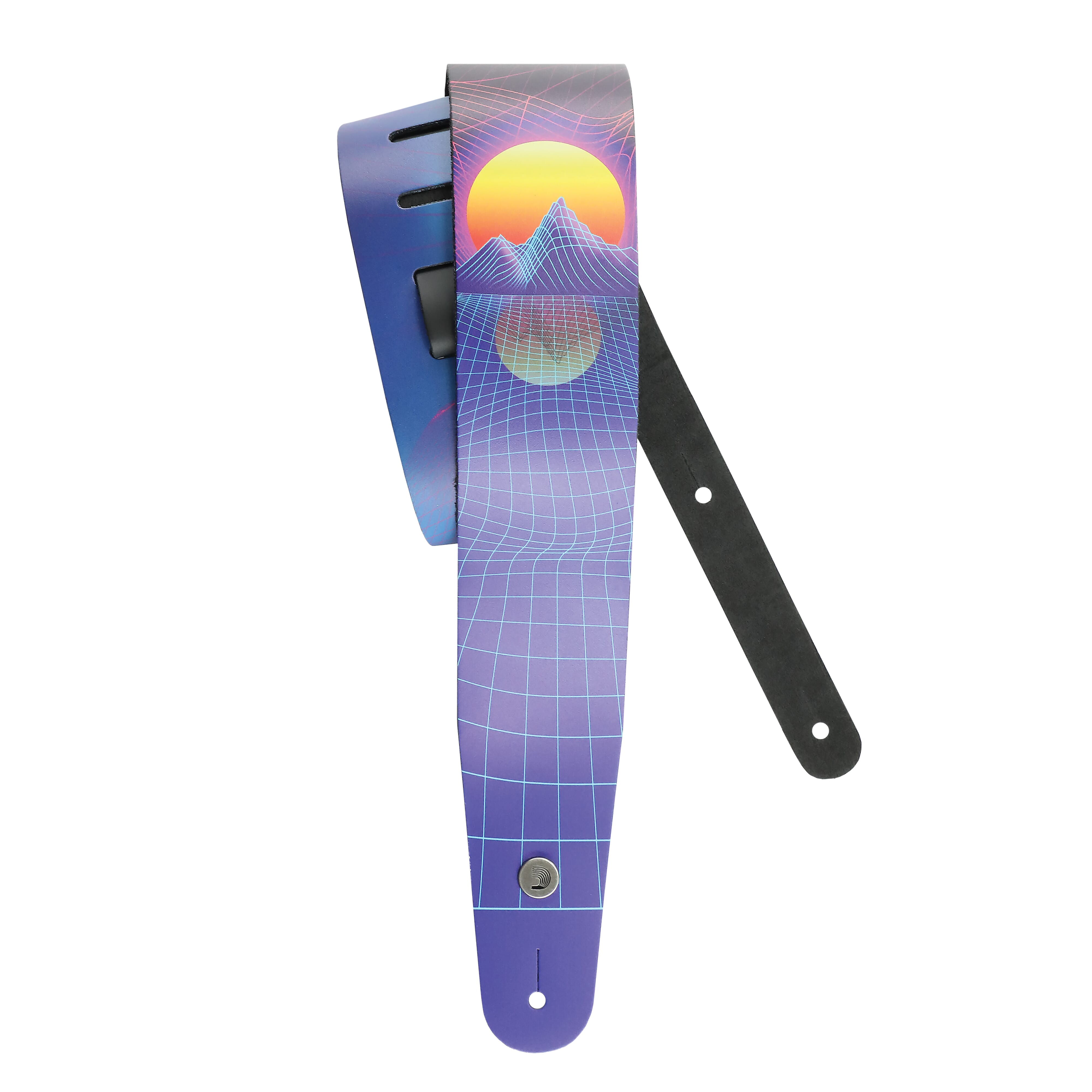 D'Addario 25RUN80 Outrun Printed Leather Guitar Strap, Sunset