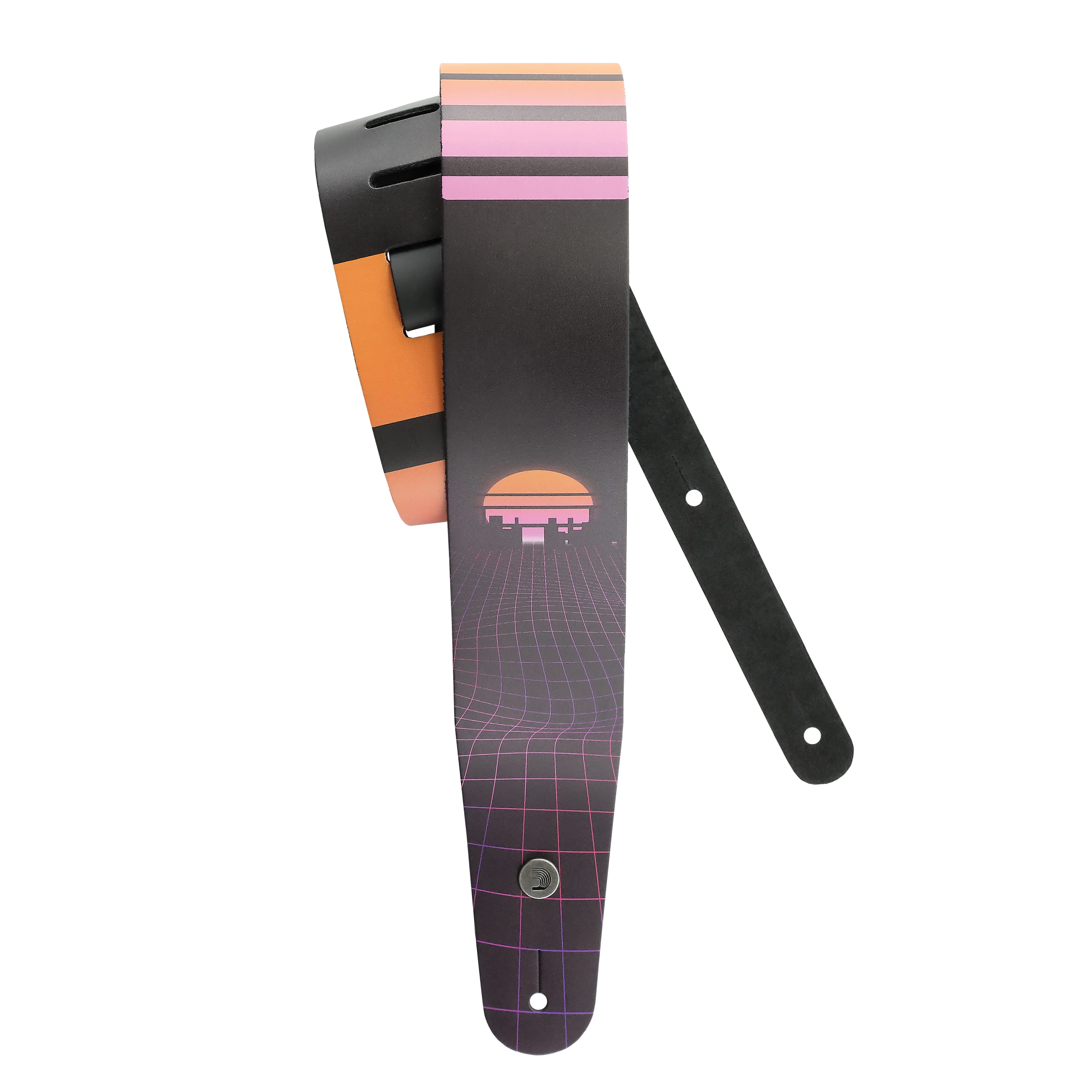 D'Addario 25RUN81 Outrun Printed Leather Guitar Strap, Power Grid
