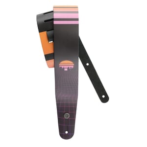 D'Addario 25RUN81 Outrun Printed Leather Guitar Strap, Power Grid