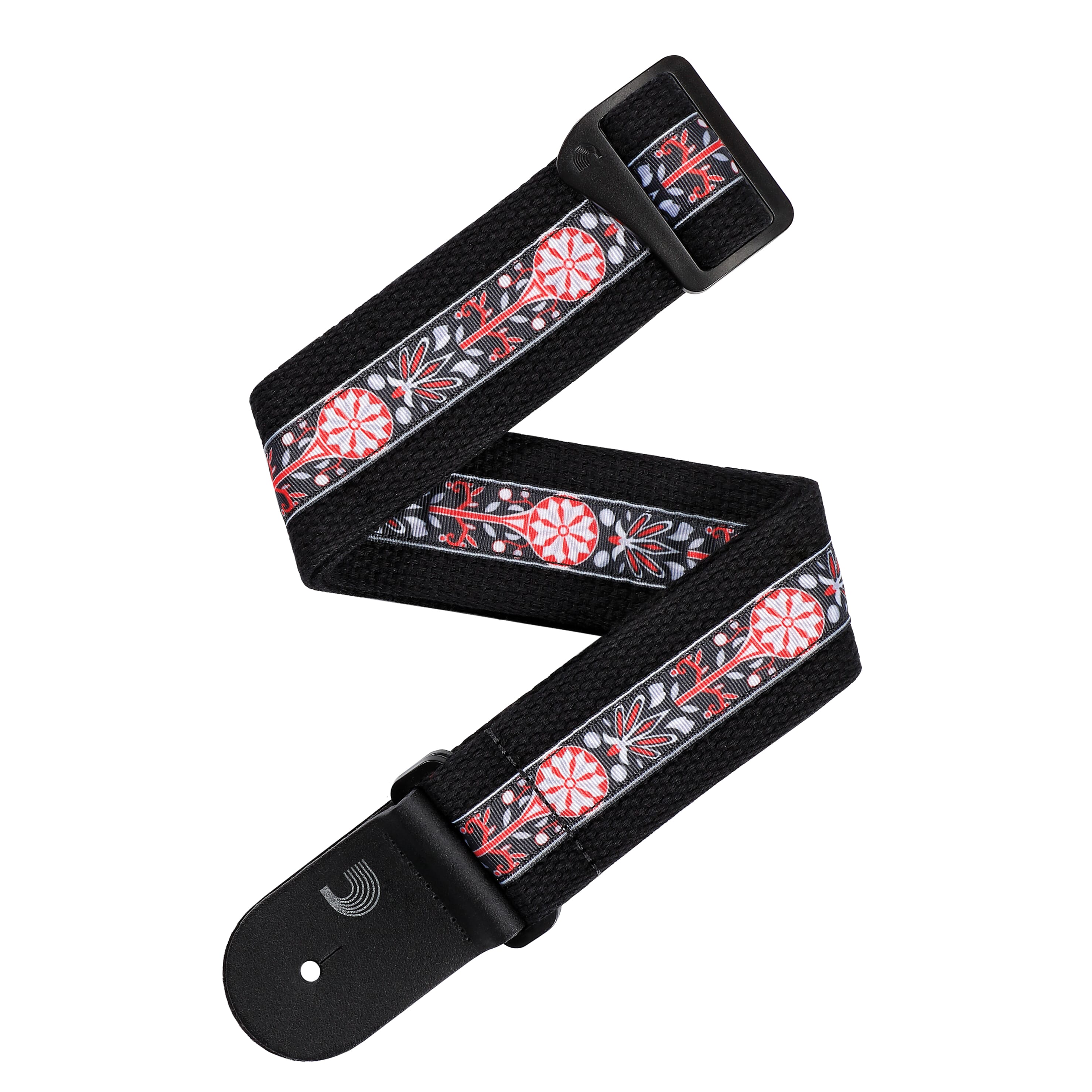 D'Addario 50CT00-DX Deluxe Cotton Guitar Strap, Black
