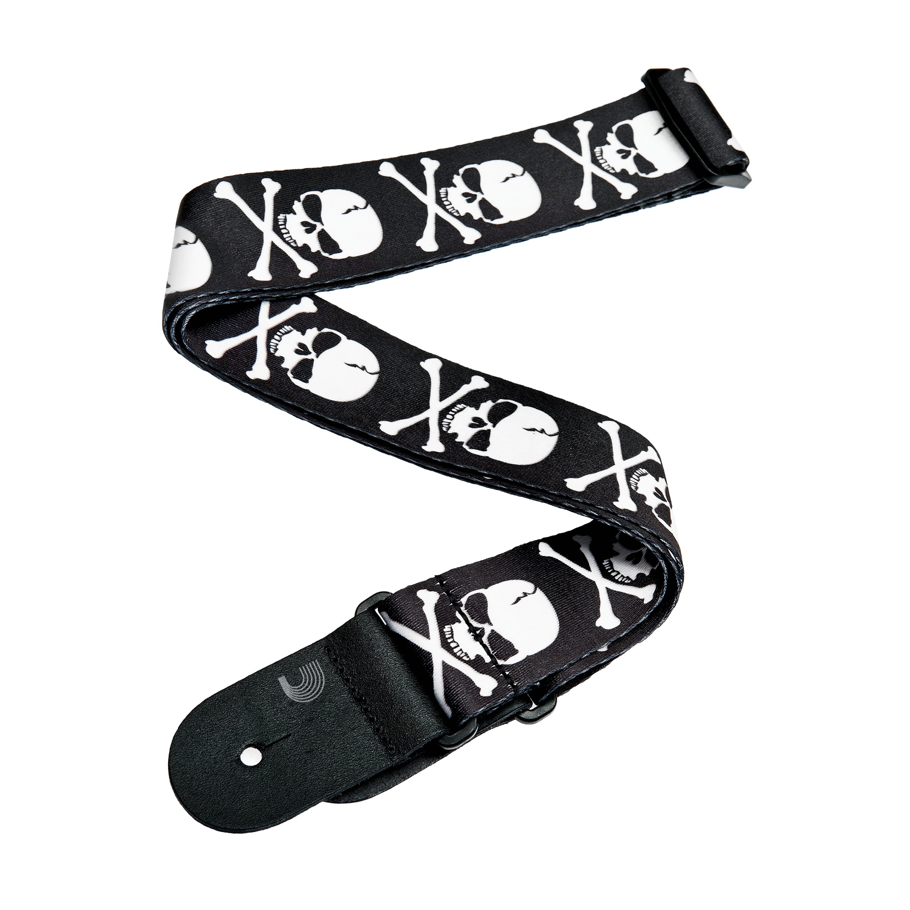 D'Addario 50H01 Woven Guitar Strap, Cross Bone Skull