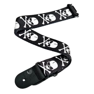D'Addario 50H01 Woven Guitar Strap, Cross Bone Skull